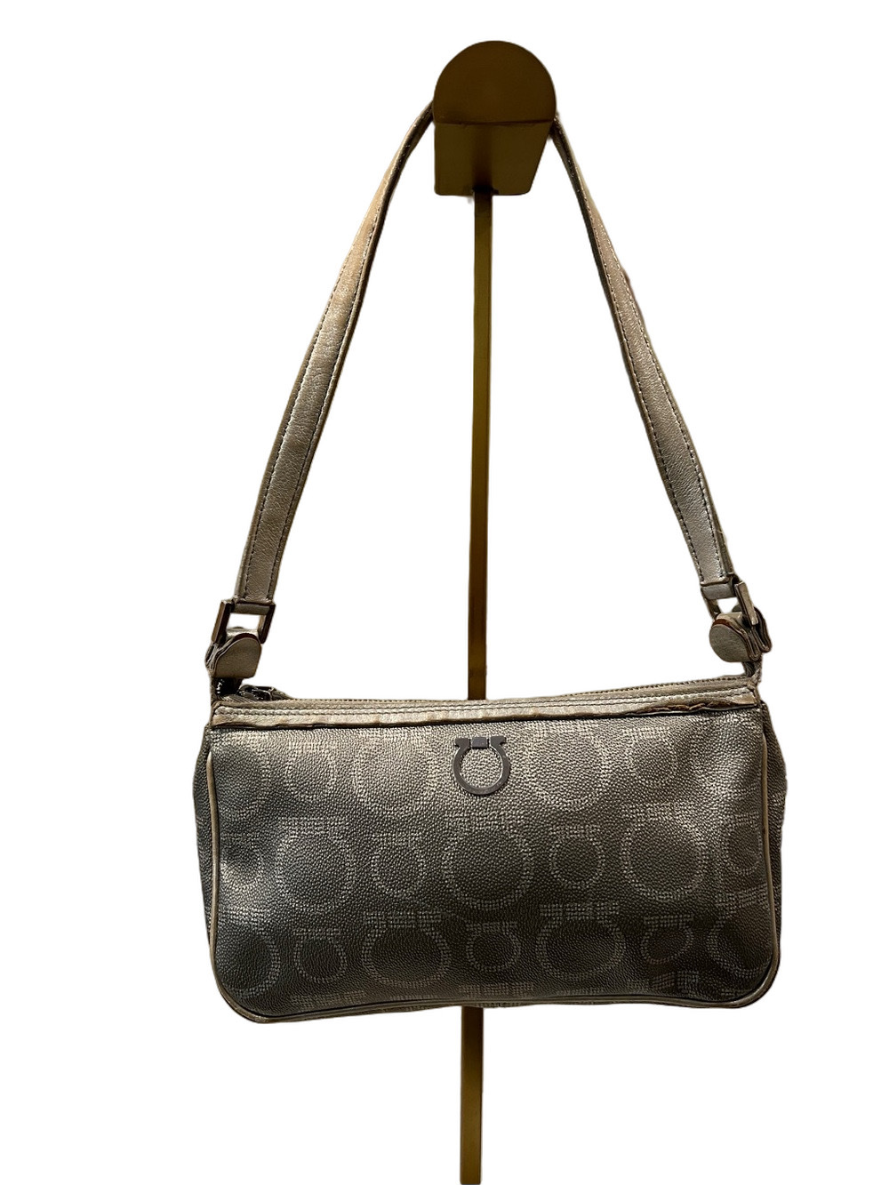 Salvatore Ferragamo Metallic Silver Gancini Shoulder Bag